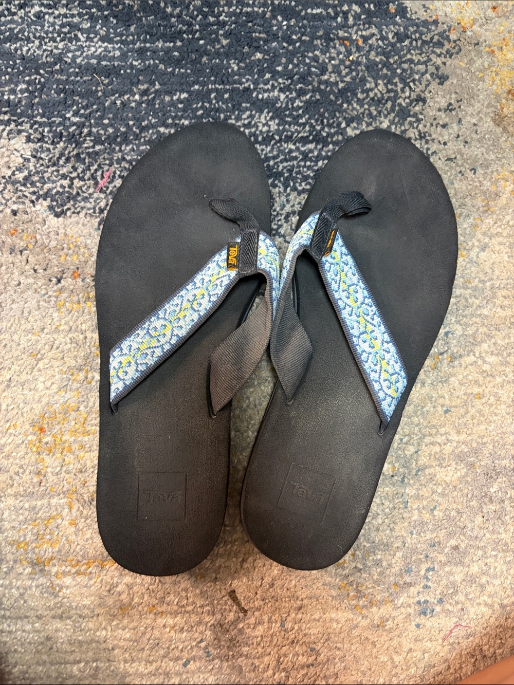 Teva Black Sandals with Blue Patterned Straps
